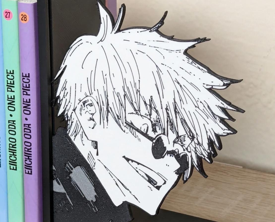 Anime Bookend | Manga Shelf Decor | Otaku Book Holder | Manga Wall Shelf | Anime Room Style | Otaku Shelf Decor | Manga Collector Art