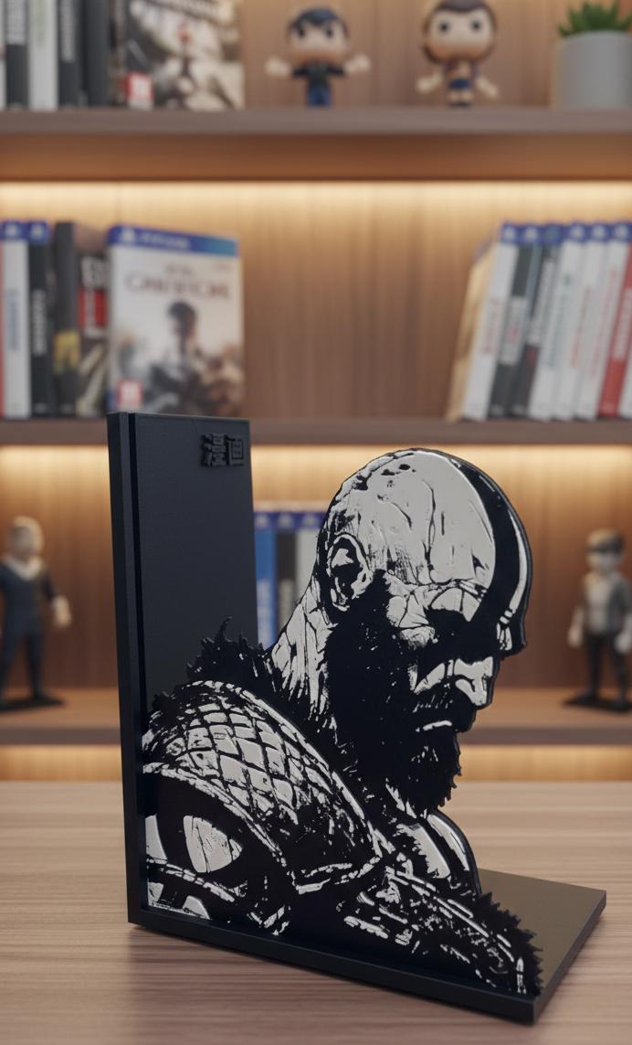 Kratos Bookend | God Of War Shelf Decor | 3mm Slim Design