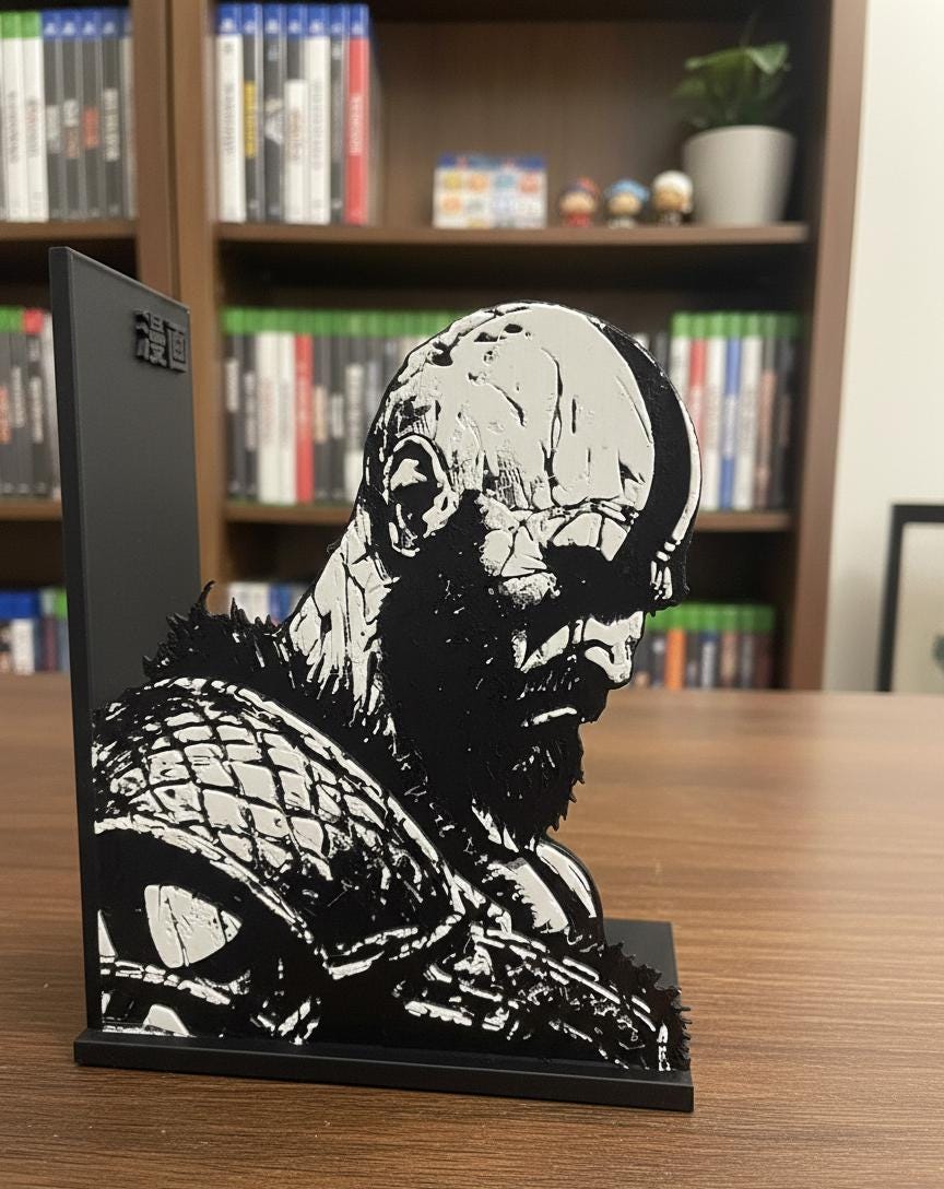 Kratos Bookend | God Of War Shelf Decor | 3mm Slim Design