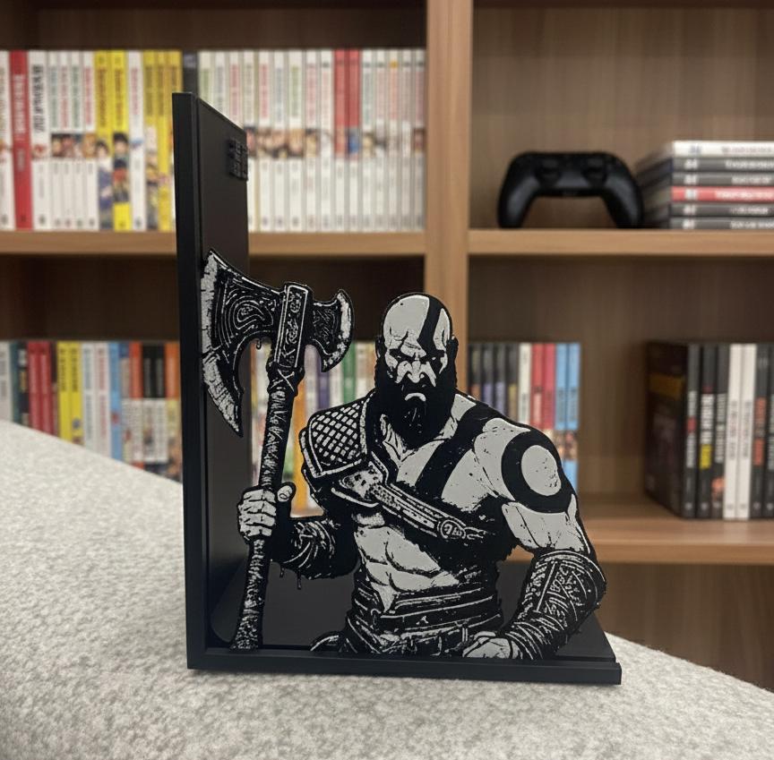 Kratos Bookend | God Of War Shelf Decor | 3mm Slim Design