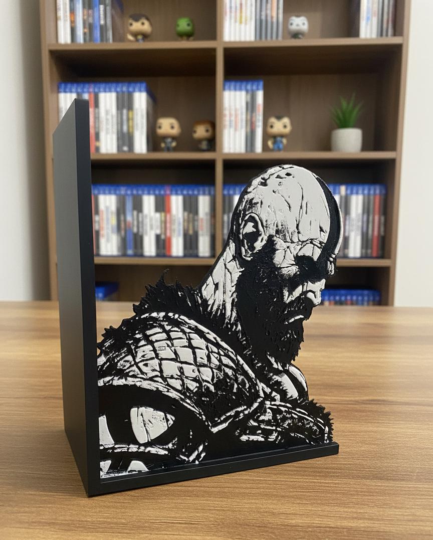 Kratos Bookend | God Of War Shelf Decor | 3mm Slim Design