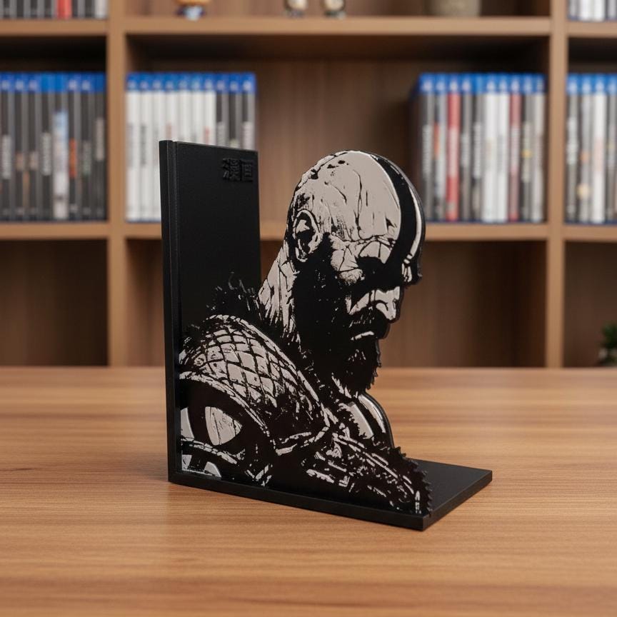 Kratos Bookend | God Of War Shelf Decor | 3mm Slim Design