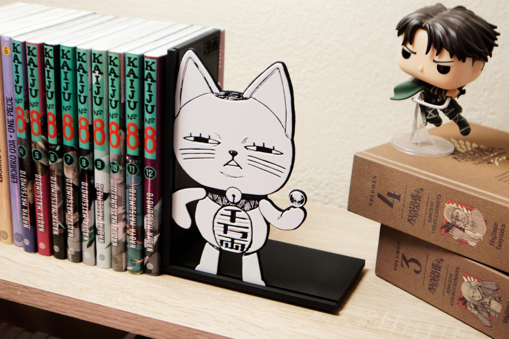 Maneki Neko Bookend | Anime Manga Shelf Decor | 3mm Slim Design